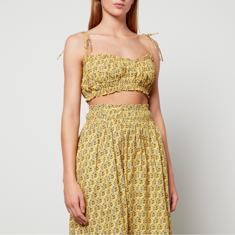 RHODE Yellow Floral Maxi Skirt